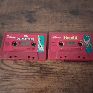 Vintage Disney 101 Dalmatians and Bambi Cassette Read Aloud Tapes (Not Tested)